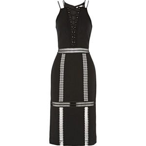 Jonathan Simkhai Dress Embroider Lace Up Cut Out